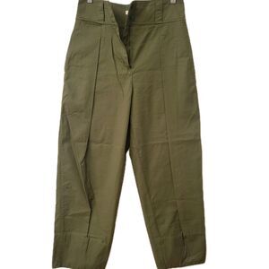 Rebecca Taylor Green High Waist Barrel Leg Cotton Pants Women Size 4